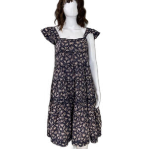 Olivaceous Tiered floral Dress Women’s S Blue Boho cottage Core Prairie lined